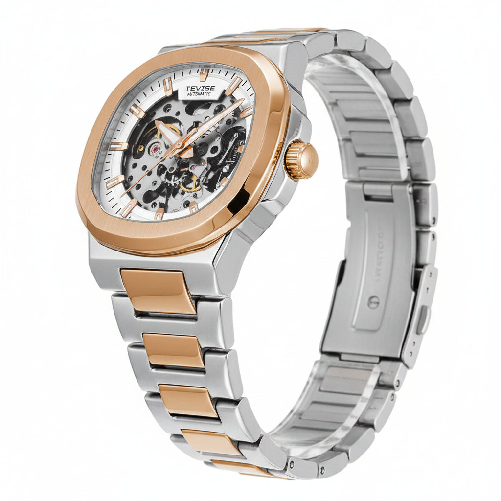TEVISE Wasserdichte Mechanikuhr Herren T01B – Stilvolle Eleganz mit mechanischer Präzision
