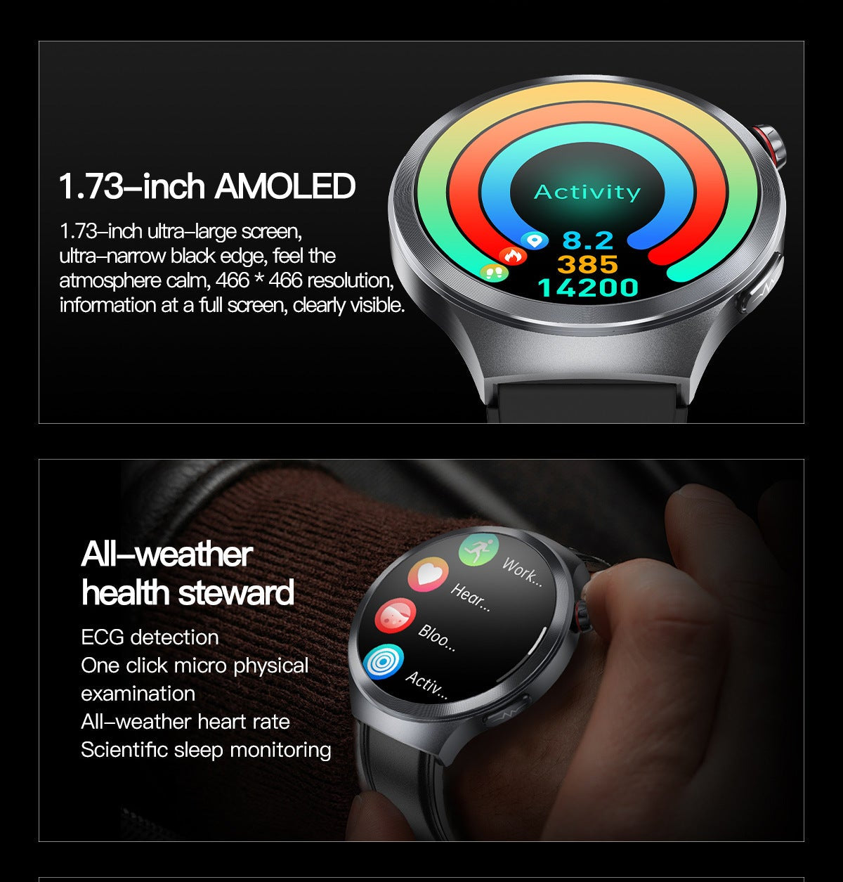 Smartwatch mit AMOLED Display – Moderne Technologie trifft stilvolles Design