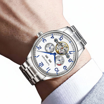 LUOLiNGONGJUE Edelstahl Mechanikuhr Herren – Klassische Business-Eleganz mit mechanischer Präzision