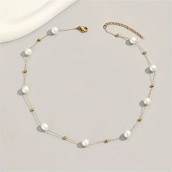 Pearl Necklace with a Minimalist Chain Design