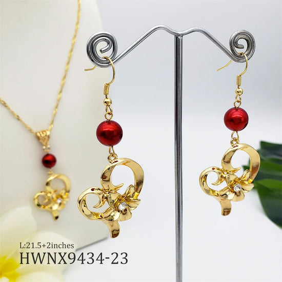 Necklace and Earrings Sets Heart Pearl