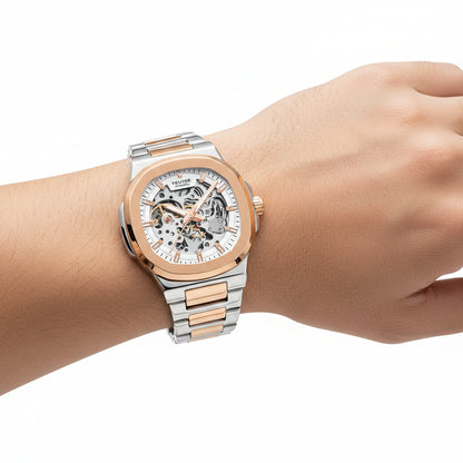 TEVISE Wasserdichte Mechanikuhr Herren T01B – Stilvolle Eleganz mit mechanischer Präzision