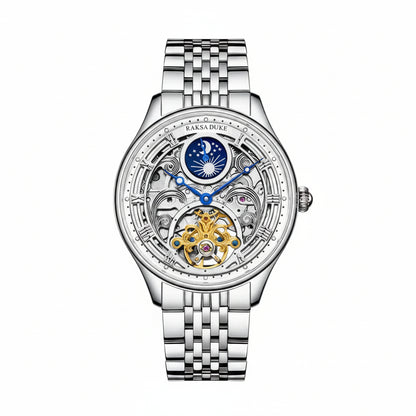 RAKSADUKE Herrenuhr mit Edelstahlarmband – Luxuriöse Skelett-Ästhetik mit markantem Stil