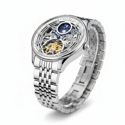 RAKSADUKE Herrenuhr mit Edelstahlarmband – Luxuriöse Skelett-Ästhetik mit markantem Stil