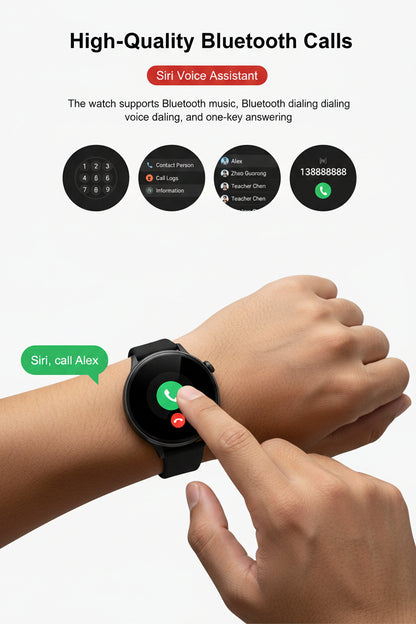 Smartwatch mit Bluetooth-Anrufen, Sprachaufnahme und Sportmodi